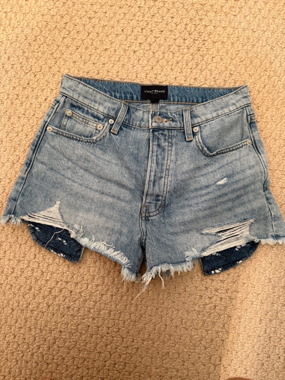 Lucky Brand Faded Light Blue Distressed Denim Shorts